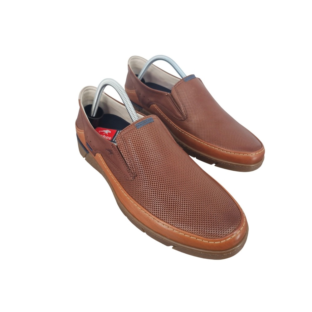 Fluchos Barry F1153 Men Leather Slip‑On Shoes Brown Habana Camel US 10 / 43 NEW